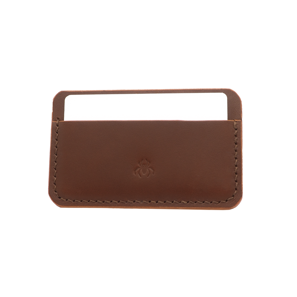 Porte-cartes marron en cuir à tannage végétal réalisée à la main